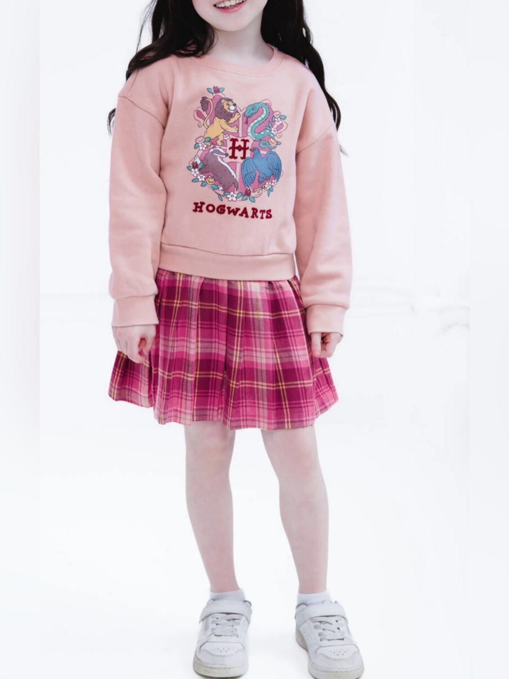 Hogwarts Pink Plaid Kids Skirt - Magical School Style Girls size 14/16